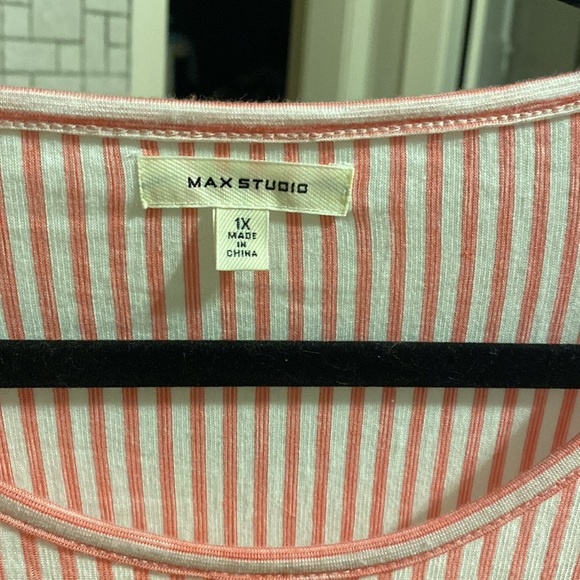 Max Studio white pink stripe 1X top - Picture 2 of 7